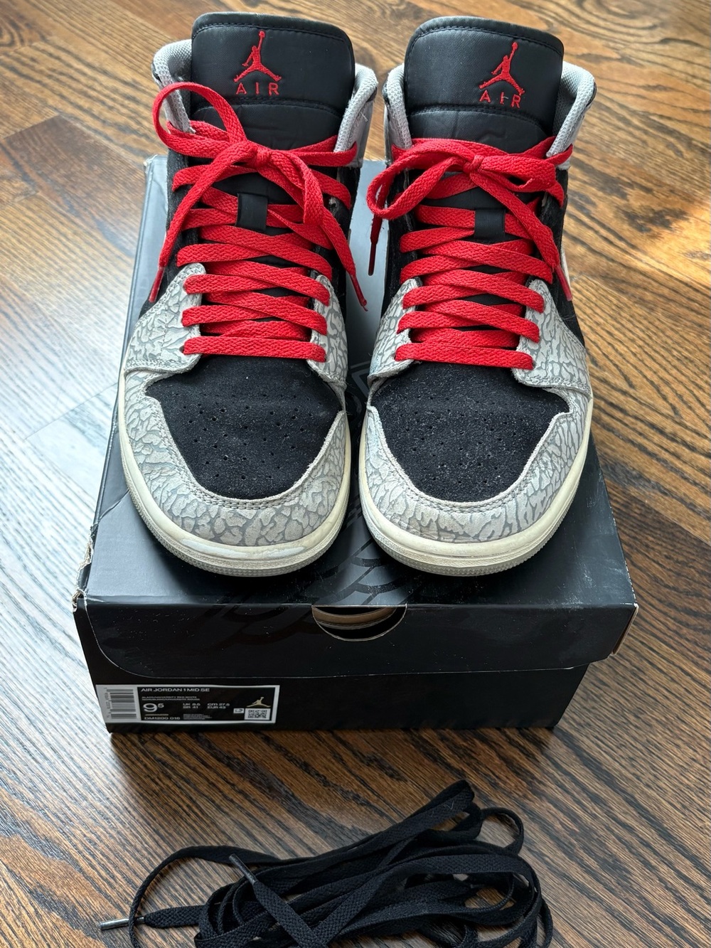 Jordan Black, Red & Gray Low-Top Sneakers